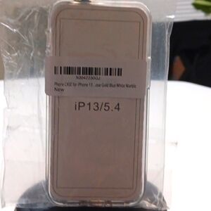 NWT iPhone 13/5.4 Phone Case blue teal  & white marble w rose gold